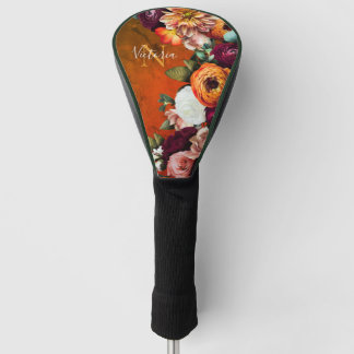 Elegant Floral Botanical Name Rustic Vintage Golf Head Cover