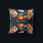 Elegant Floral Botanical Rustic Mr. & Mrs. Wedding Throw Pillow<br><div class="desc">Gorgeous floral botanical deep forest green rustic background Mr. & Mrs. wedding keepsake pillow.  Perfect for a bridal shower or wedding gift.</div>