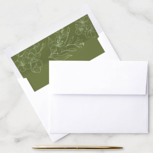 Elegant Floral Botanical Sage Green Wedding Envelope Liner