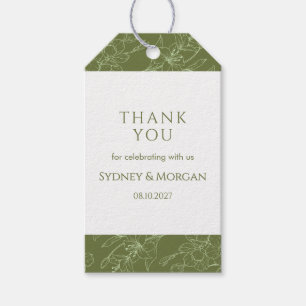 Elegant Floral Botanical Sage Green Wedding Gift Tags