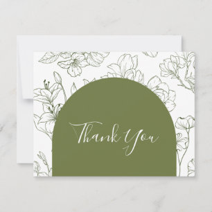 Elegant Floral Botanical Sage Green Wedding Thank You Card