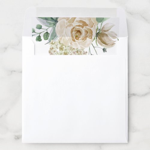 Elegant Floral Botanical Square Wedding Invitation Envelope Liner