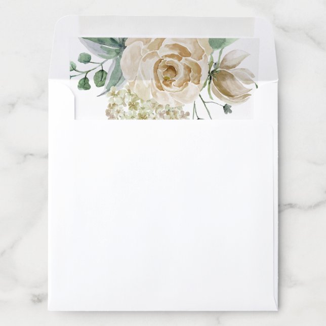 Elegant Floral Botanical Square Wedding Invitation Envelope Liner (In Envelope)