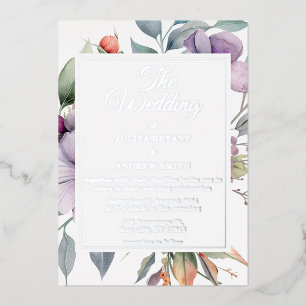 Elegant floral botanical Wedding Foil Invitation