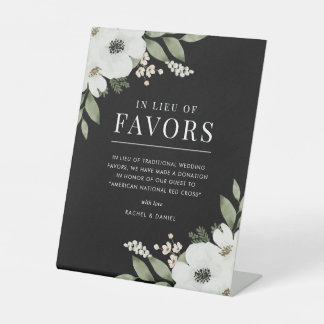 Elegant Floral Botanical Wedding In Lieu of Favors Pedestal Sign