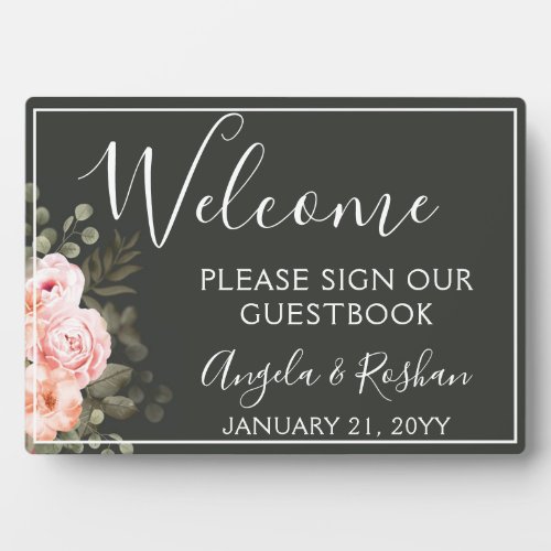 Elegant Floral Botanical Welcome Wedding Guestbook Plaque