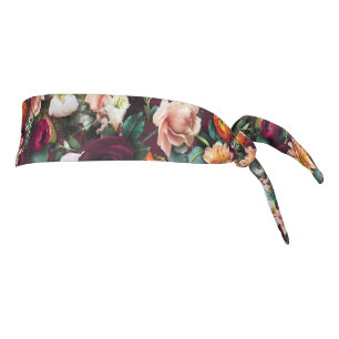 Elegant Floral Botanical Work Out Exercise Tie Headband