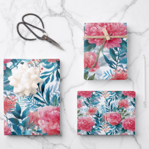 Elegant Floral Botanical Wrapping Paper Sheets