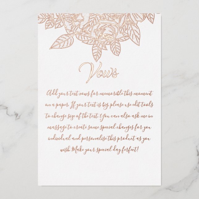 Elegant Floral Botaniqe Gold Foil Wedding Vows Invitation (Front)