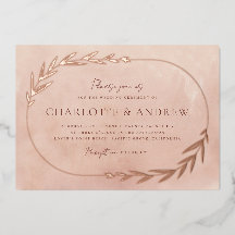 Elegant Floral Bough Gold Foil Wedding Invitation