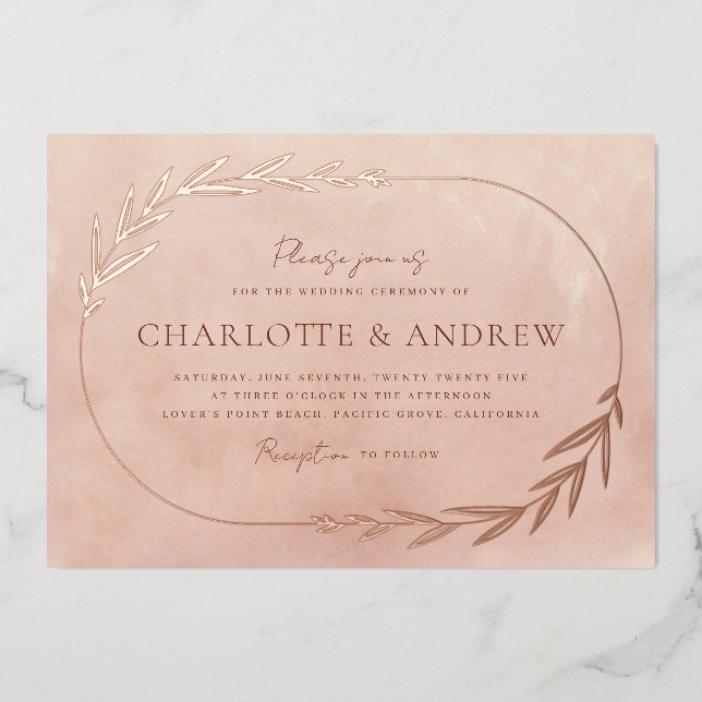 Elegant Floral Bough Gold Foil Wedding Invitation Foil Invitation (Front)
