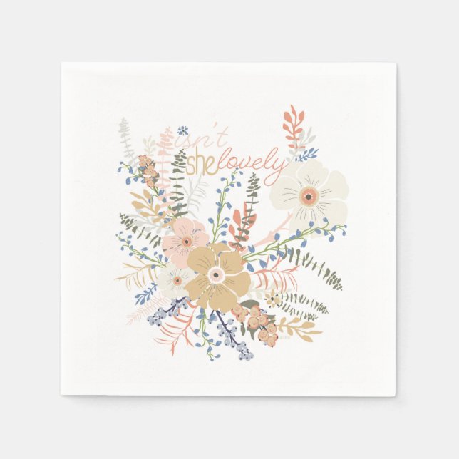 Elegant Floral Bouquet Girly Saying Lovely Napkins (Front)