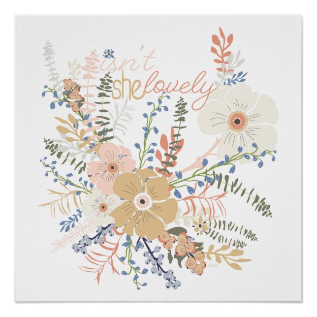 Elegant Floral Bouquet Girly Saying Lovely Photo P Poster (Front)