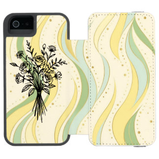 Elegant Floral Bouquet Line Art iPhone SE/5/5s Wallet Case