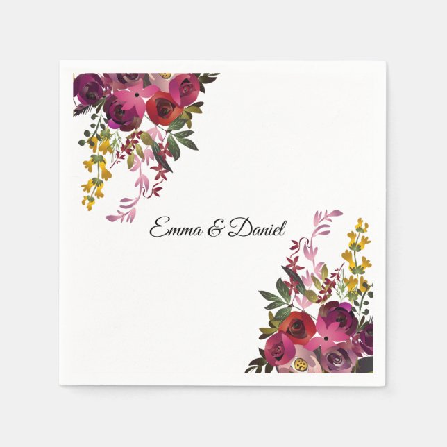 Elegant Floral Bouquet Napkins (Front)