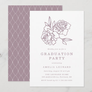Elegant Floral Bouquet Purple Graduation Party Invitation