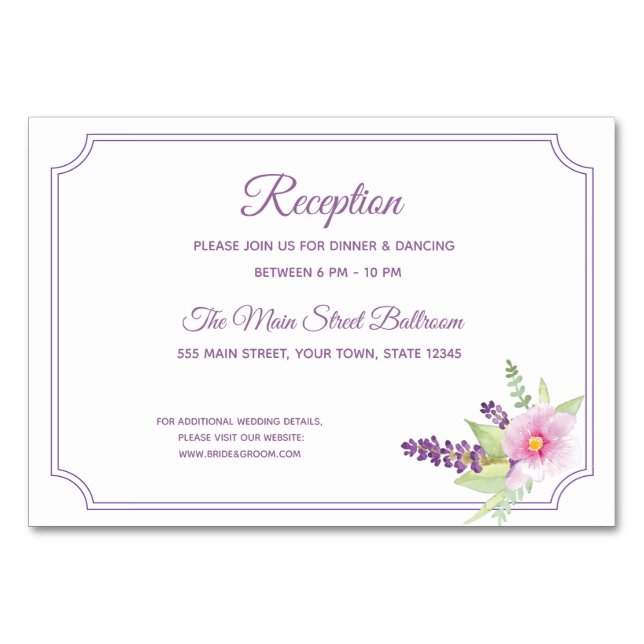 Elegant Floral Bouquet Reception Card (Front)