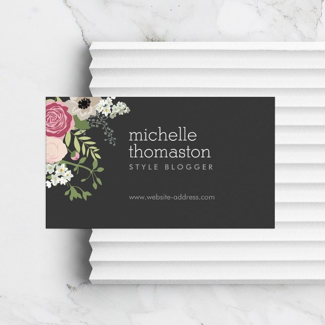 Elegant Floral Bouquet Stylist, Blogger, Designer Business Card (Creator Uploaded)