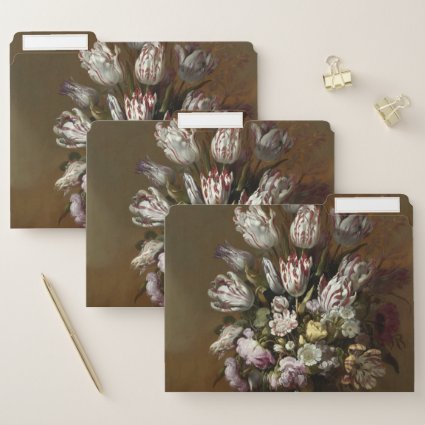 Elegant Floral Bouquet - Vintage Dutch Fine Art File Folder