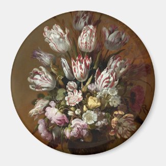 Elegant Floral Bouquet - Vintage Dutch Fine Art Magnet