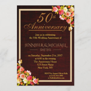 Elegant Floral Bouquet Wedding Anniversary Invite