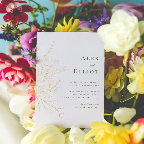 Elegant Floral Bouquet Wedding Foil Invitation