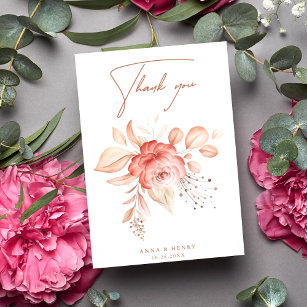Elegant Floral Bouquet Wedding Thank You Card