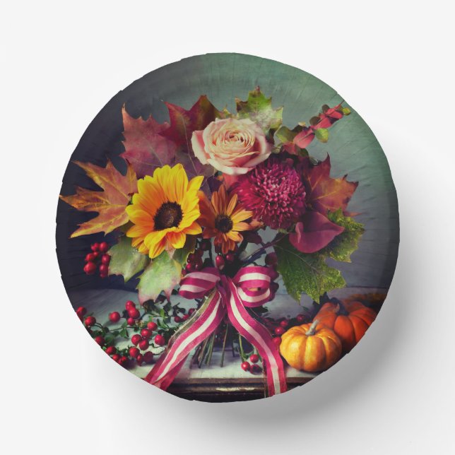 Elegant Floral Bowl, 7" Paper Bowl (Front)