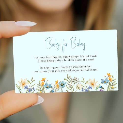 Elegant floral boy baby shower blue book request enclosure card