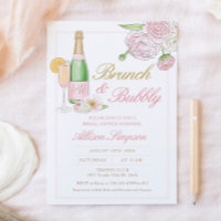 Elegant Floral Bridal Brunch and Bubbly Invitation