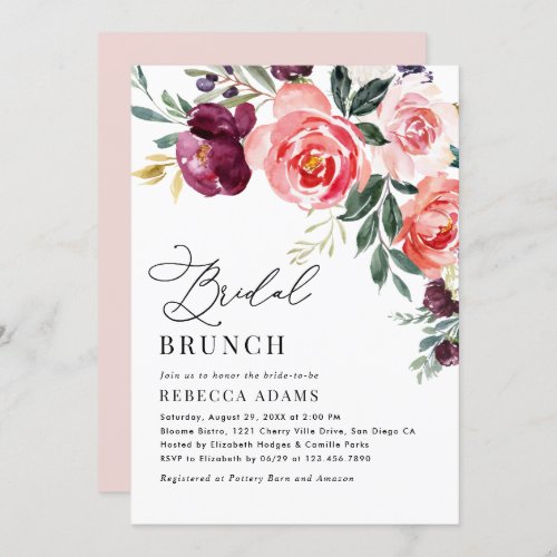 Elegant Floral Bridal Brunch Invitation