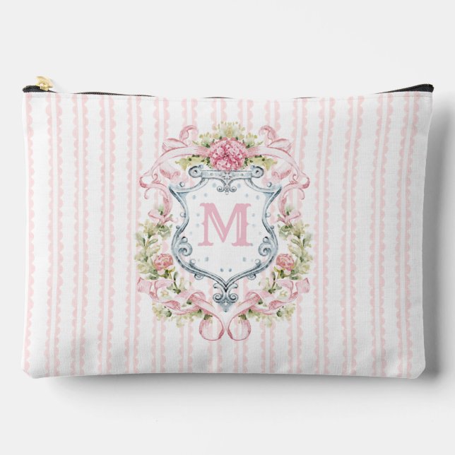 Elegant Floral Bridal Crest Accessory Pouch (Front)