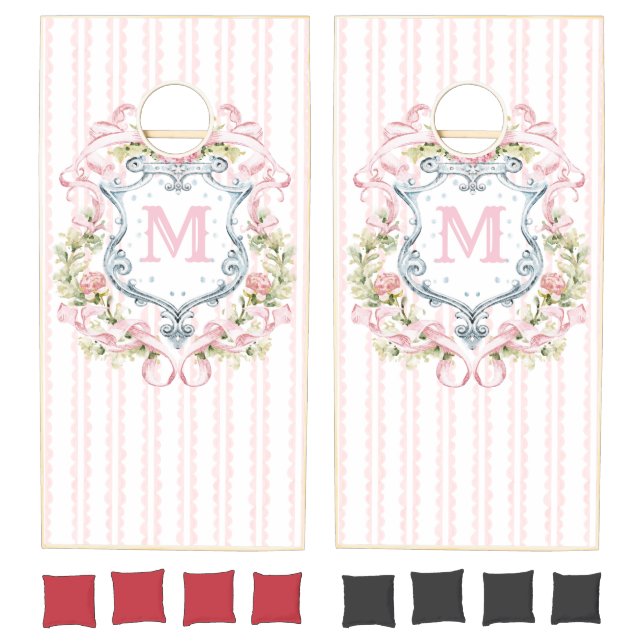 Elegant Floral Bridal Crest Cornhole Set (Set)