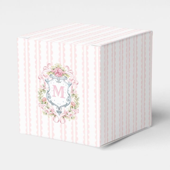 Elegant Floral Bridal Crest Favor Boxes (Front Side)