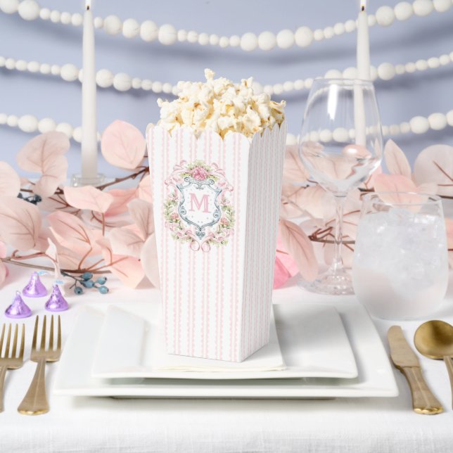 Elegant Floral Bridal Crest PopCorn Favor Boxes (Wedding)