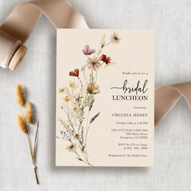 Elegant Floral Bridal Luncheon Invitation | Zazzle