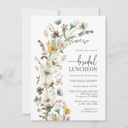 Elegant Floral Bridal Luncheon Invitation