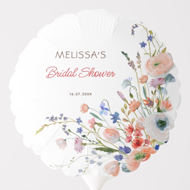 Elegant Floral Bridal Shower Balloon (Front)