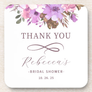 Elegant Floral Bridal Shower Beverage Coaster