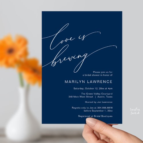 Elegant Floral Bridal Shower Black White Brewery Invitation