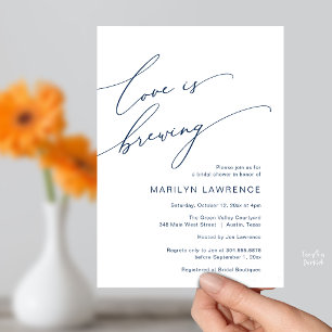 Elegant Floral Bridal Shower Black White Brewery Invitation