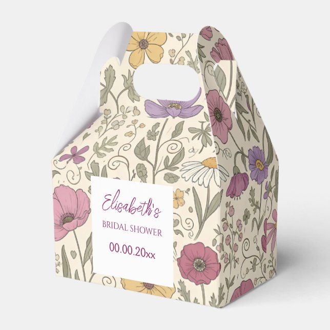 Elegant Floral Bridal Shower Bloom Garden Favor Boxes (Front Side)