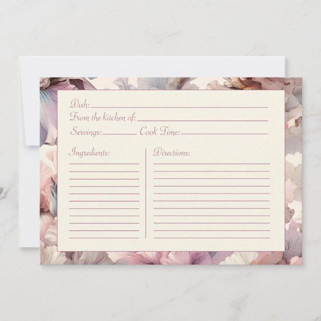 Elegant Floral Bridal Shower Blush Recipe Card (Front)