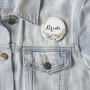 Elegant Floral Bridal Shower Button – Custom Text