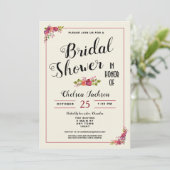 Elegant Floral Bridal Shower Cream Invitation (Standing Front)