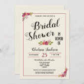 Elegant Floral Bridal Shower Cream Invitation (Front/Back)