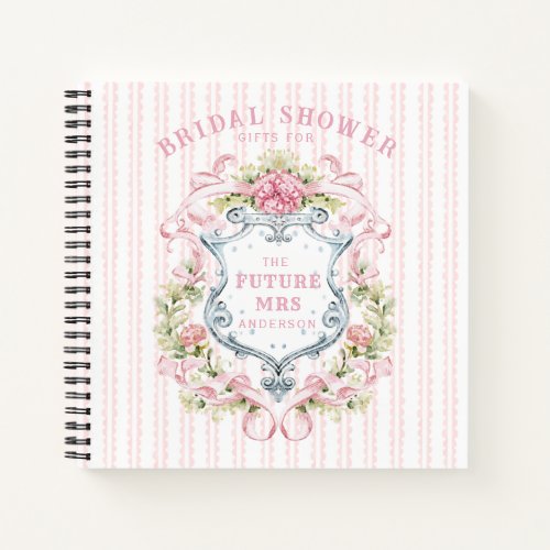 Elegant Floral Bridal Shower Crest Notebook
