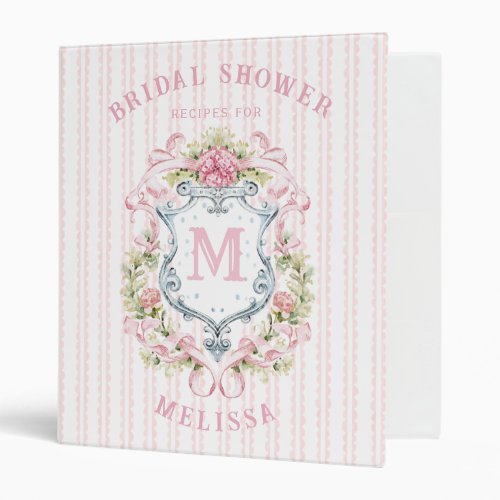 Elegant Floral Bridal Shower Crest  Recipe Binder