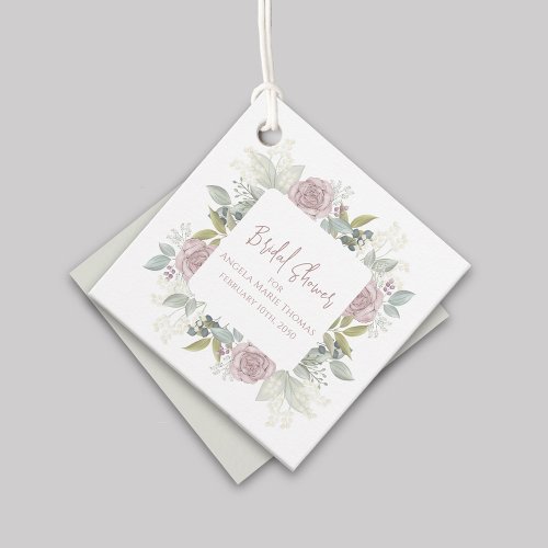 Elegant Floral Bridal Shower Dusty Rose Custom  Favor Tags