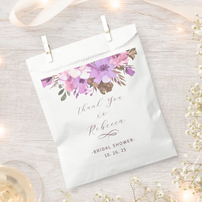 Elegant Floral Bridal Shower Favor Bag (Clipped)